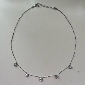 Silver necklace with fake diamond Hearts